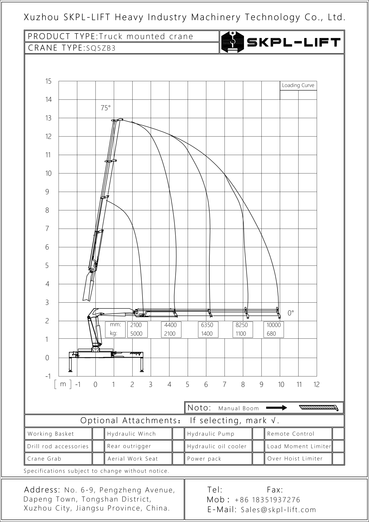 Compact Portable SQ5ZB3 Mobile Crane
